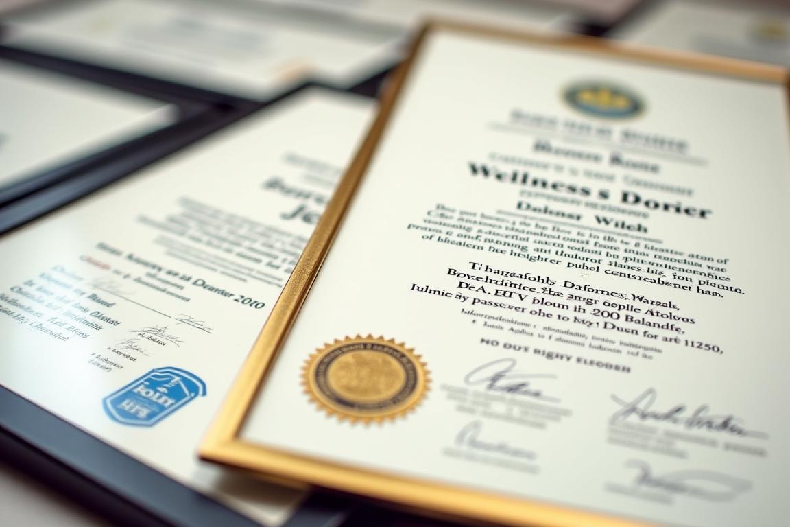 Professional certifications and credentials display for licensed nutritionists